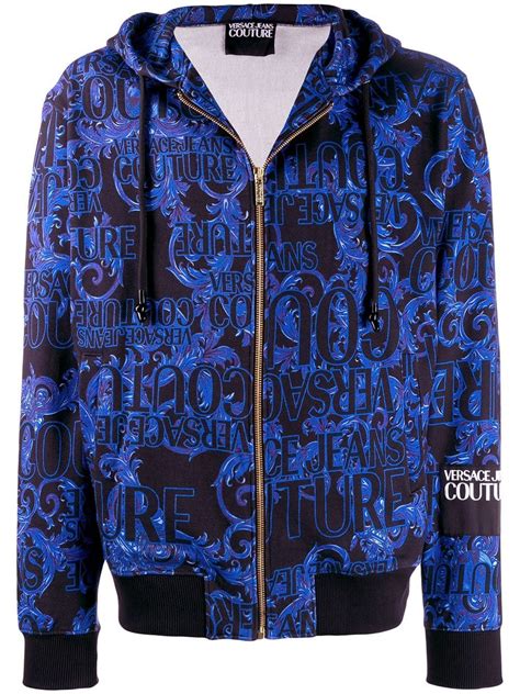 versace blue hoodie|versace zip up hoodie.